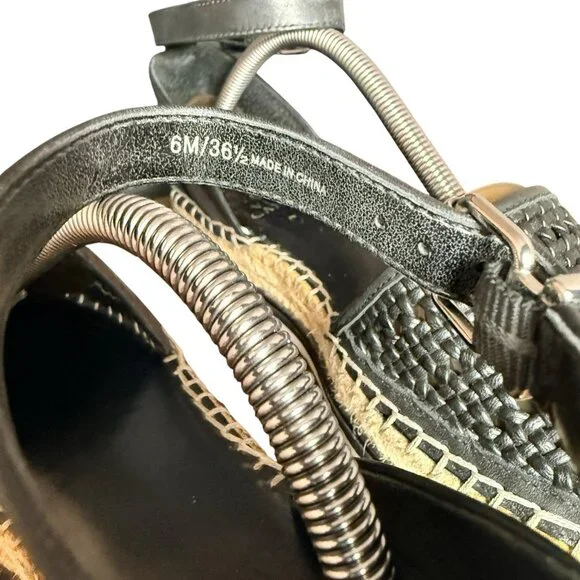 Vince Camuto Size 6 Bredenna Black Beige Espadrille Ankle Strap Sandals Women’s - Picture 7 of 8